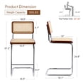 thumbnail image 5 of Zesthouse Rattan Counter Height Bar Stools Set of 2, 24.8" Counter Height Chairs with Cane Back, Mid Century Modern Barstools for Kitchen Island, Walnut Tone, 5 of 11