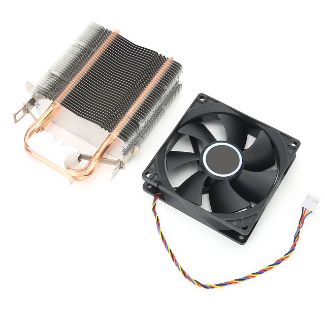 Ventilador silencioso de CPU Sincero Velocidad ajustable con Conector de 4 pines diseño de soplado hacia abajo 2 tubos de latón Negro