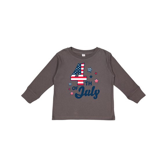 Inktastic 4th of July with Striped Stars Boys or Girls Long Sleeve Toddler T-Shirt