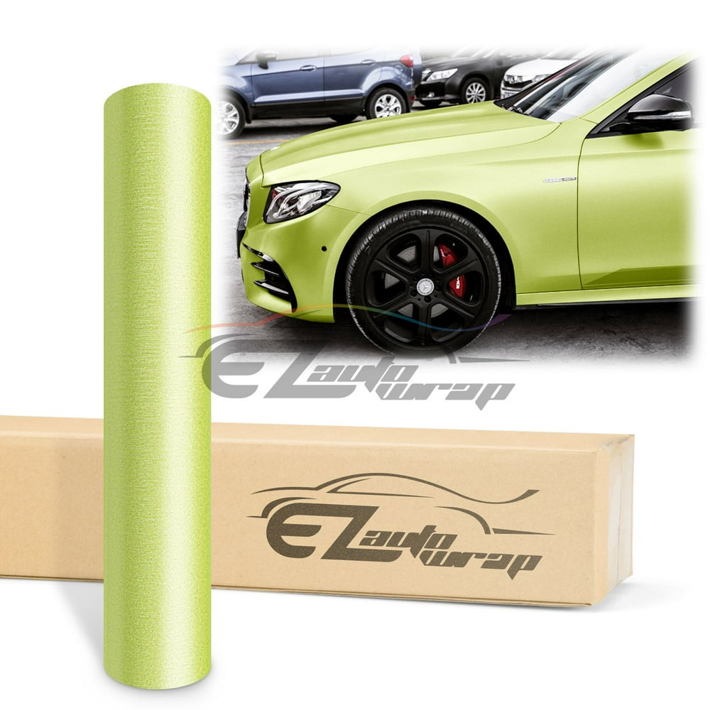 EZAUTOWRAP Brushed Aluminum Lime Green Car Vinyl Wrap Vehicle Sticker