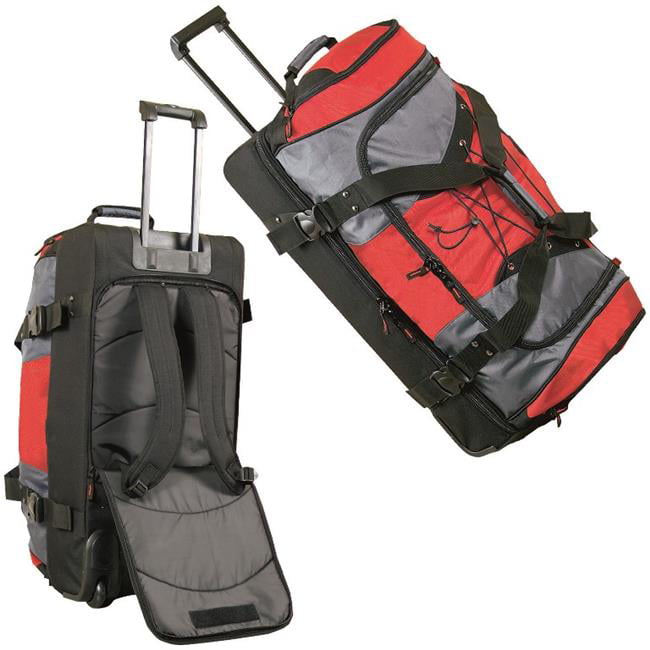 Debco - RB4405 30 in. Extra Large Duffle Bag & Backpack on Wheels - Grey - Red & Black - 0