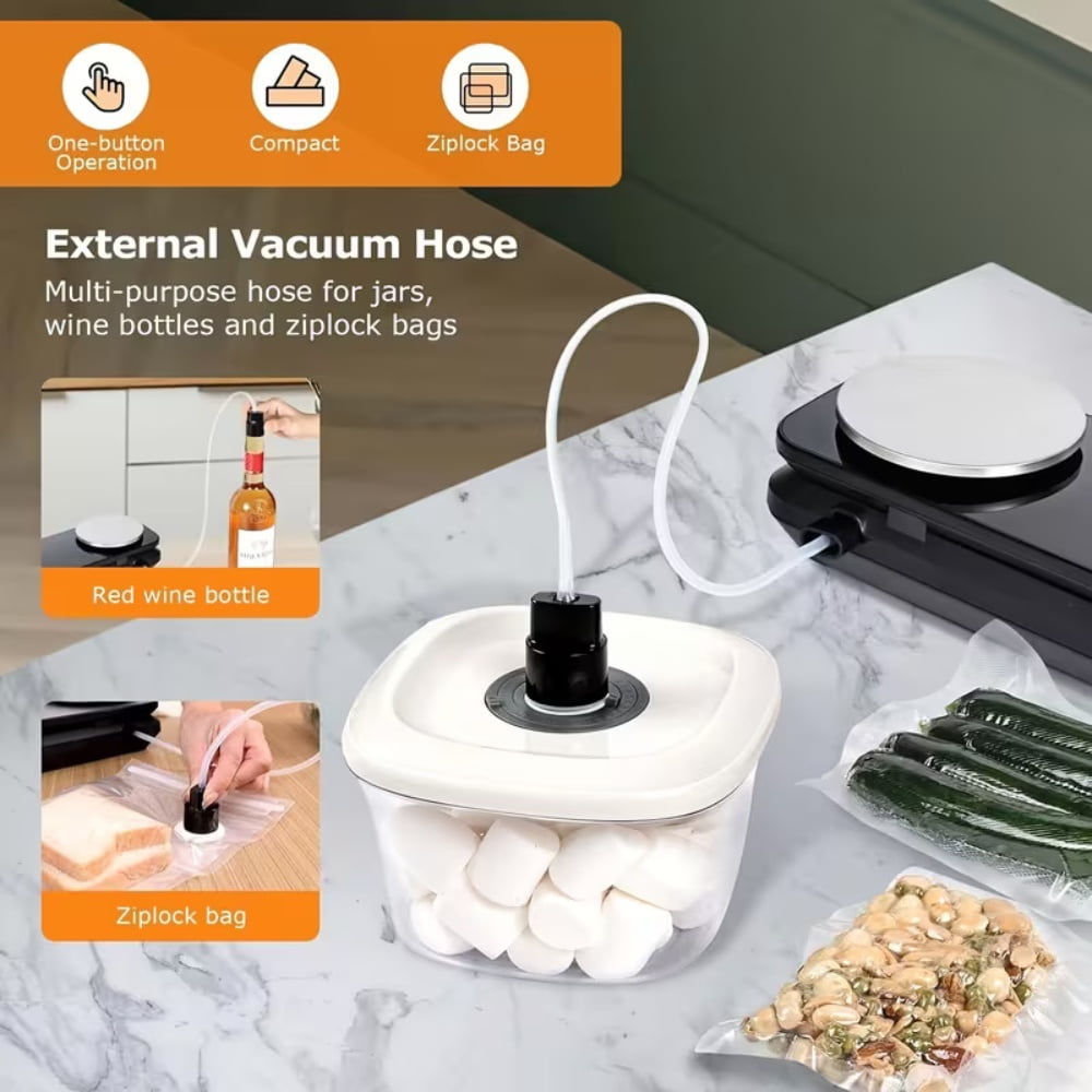 7-in-1 Automatic Vacuum Sealer with Kitchen Scale - 90KPA Food Sealer, Built-in Cutter, Dry/Wet Modes, Compact Food Sealer