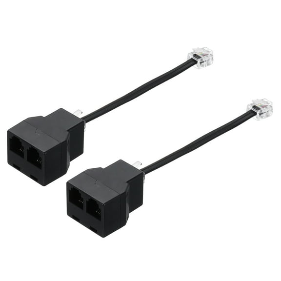 Uxcell 2 Pack Phone Jack Splitter RJ11 6P4C Telephone Line 2 Way Splitter Adapter for Landline 0.5ft Black