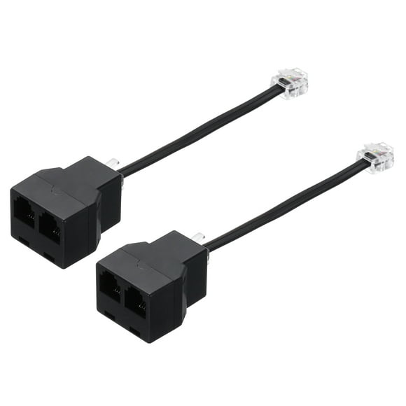 Uxcell 2 Pack Phone Jack Splitter RJ11 6P4C Telephone Line 2 Way Splitter Adapter for Landline 0.5ft Black