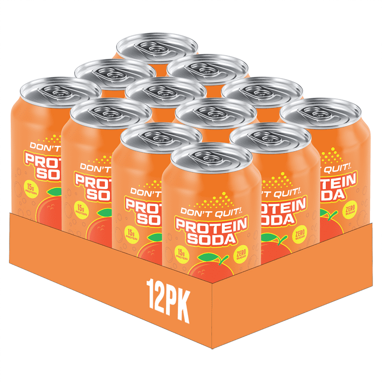 DON'T QUIT Protein Soda Orange, 15g Protein, 12oz, Case of 12