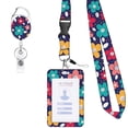 thumbnail image 1 of LCXmlly ID Card Holder Telescopic ID Sling Retractable Reel with Lanyard Flower Printed Easy to pull Buckle Slide Open ID Card Holder Clip School, 1 of 8