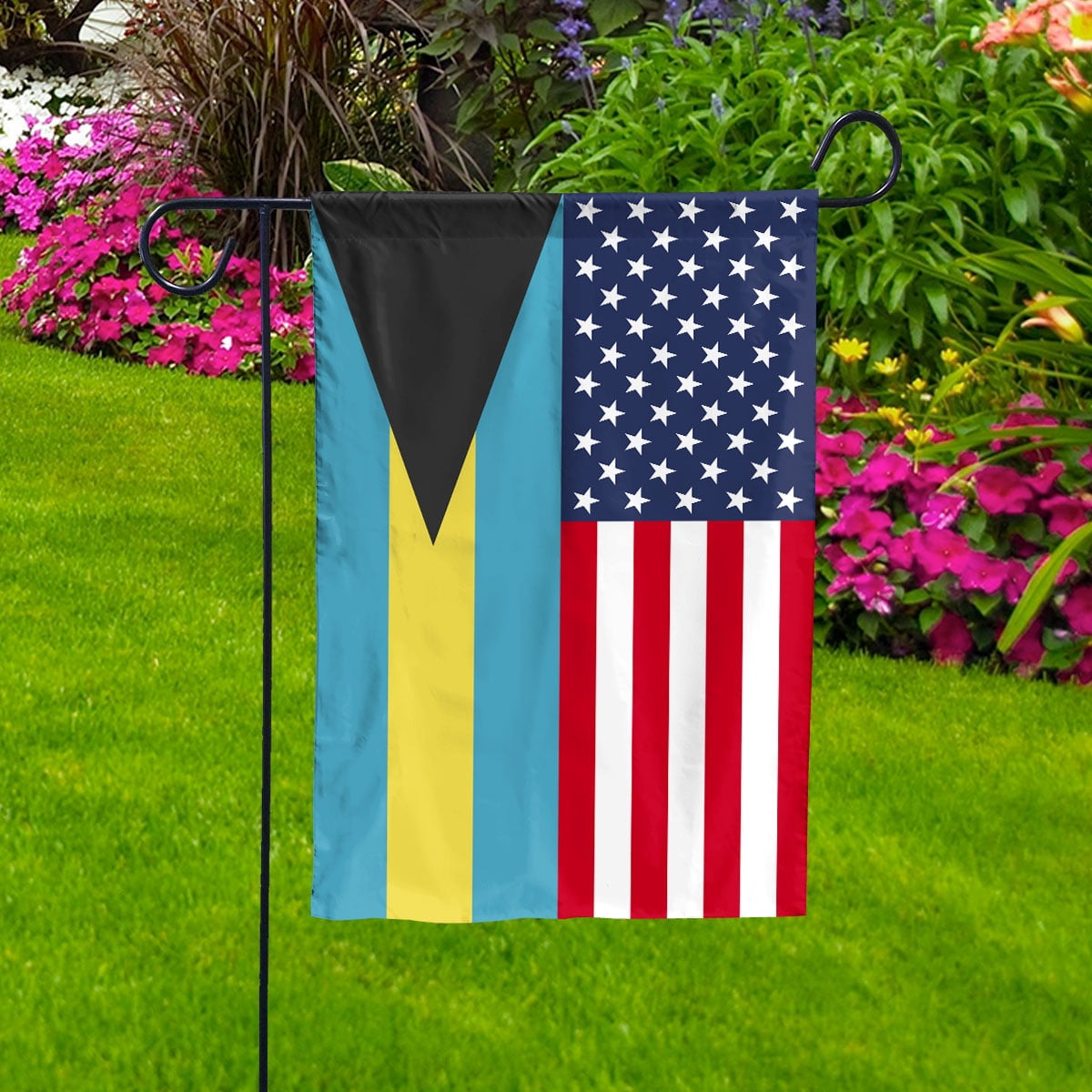 American Bahamasian Flag Bahamas Friendship U.S.A Memorial Day Patriotic For House Flag, Double-Sided Decorative Outdoor Flag, Patriotic Polyester Yard Flag 29.5 x 39.5 in