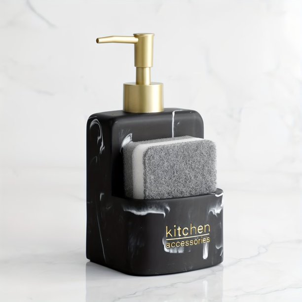 Dispensador de jabón de manos líquido for encimera de fregadero de cocina, botella con compartimento de almacenamiento for fregadores, 1 Uds.