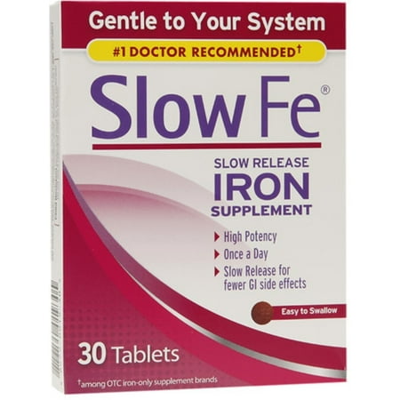 Slow Fe Slow Release Iron, Tablets 30 ea Pack of 6