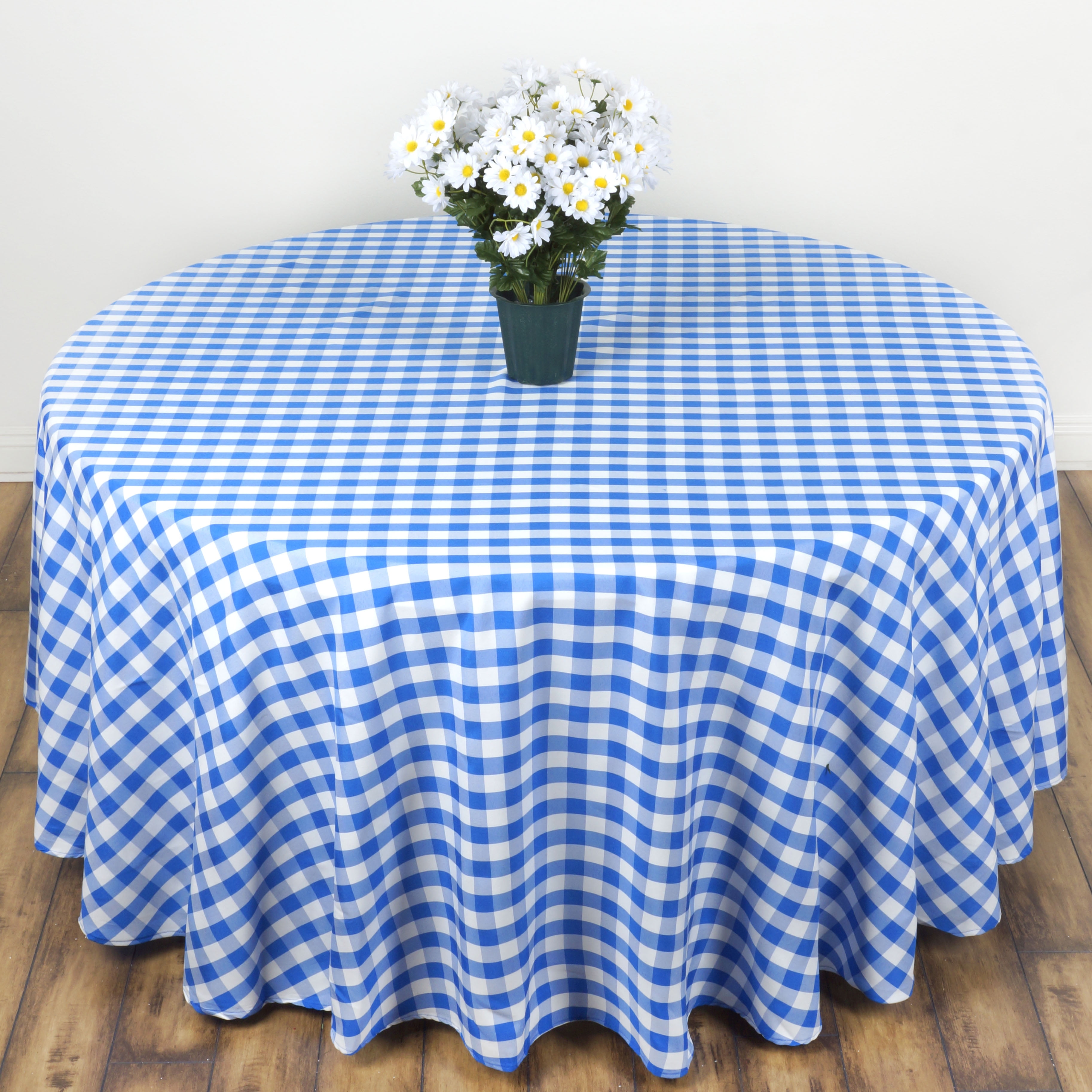 BalsaCircle 108" Round Gingham Checkered Polyester Tablecloth for