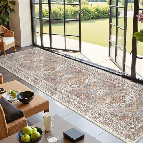 Kitchen Runner Rug Non Slip Washable 2.5x10, Soft Ultra-Thin Entryway Rug Runners for Hallways, Carpet Runner for Living Room,Kitchen, Laundry, Bathroom(Orange,2.5'x10')