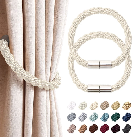 Minzimin Magnetic Curtain Tiebacks Modern Simple Style Drape Tie Backs Convenient Decorative Weave Rope Curtain Holdbacks for Thin or Thick Home & Office Window Draperies