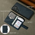 thumbnail image 6 of Detachable Magnetic Phone Cases Compatible with Samsung Galaxy S25 Ultra, Case with Card Holder, Support Magnetic Wireless Charger, Classic PU Leather Kickstand Wallet Phone Cover, Blue, 6 of 7