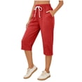 thumbnail image 1 of Fsgntruao Women's Fashionable Solid Color Capris Drawstring With Pockets Shorts, 1 of 6