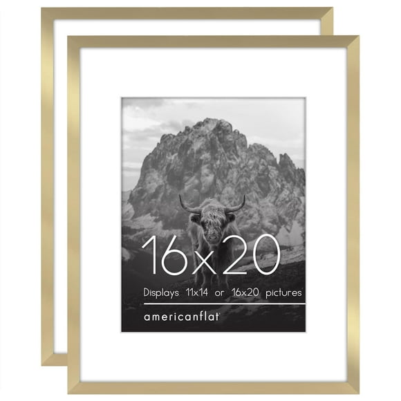 Americanflat 16x20 Picture Frame with Polished Plexiglass - Set of 2 - Use as 11x14 Frame with Mat or 16x20 Frame Without Mat - Galleria Collection - Gallery Wall Frame Set for Wall Dis