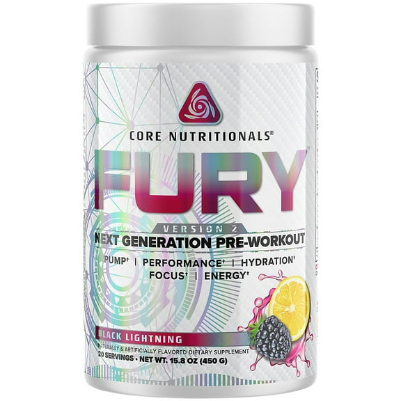 Core Nutritionals Fury V2 Platinum Next Generation Pre Workout 20 Servings (Black Lightning)