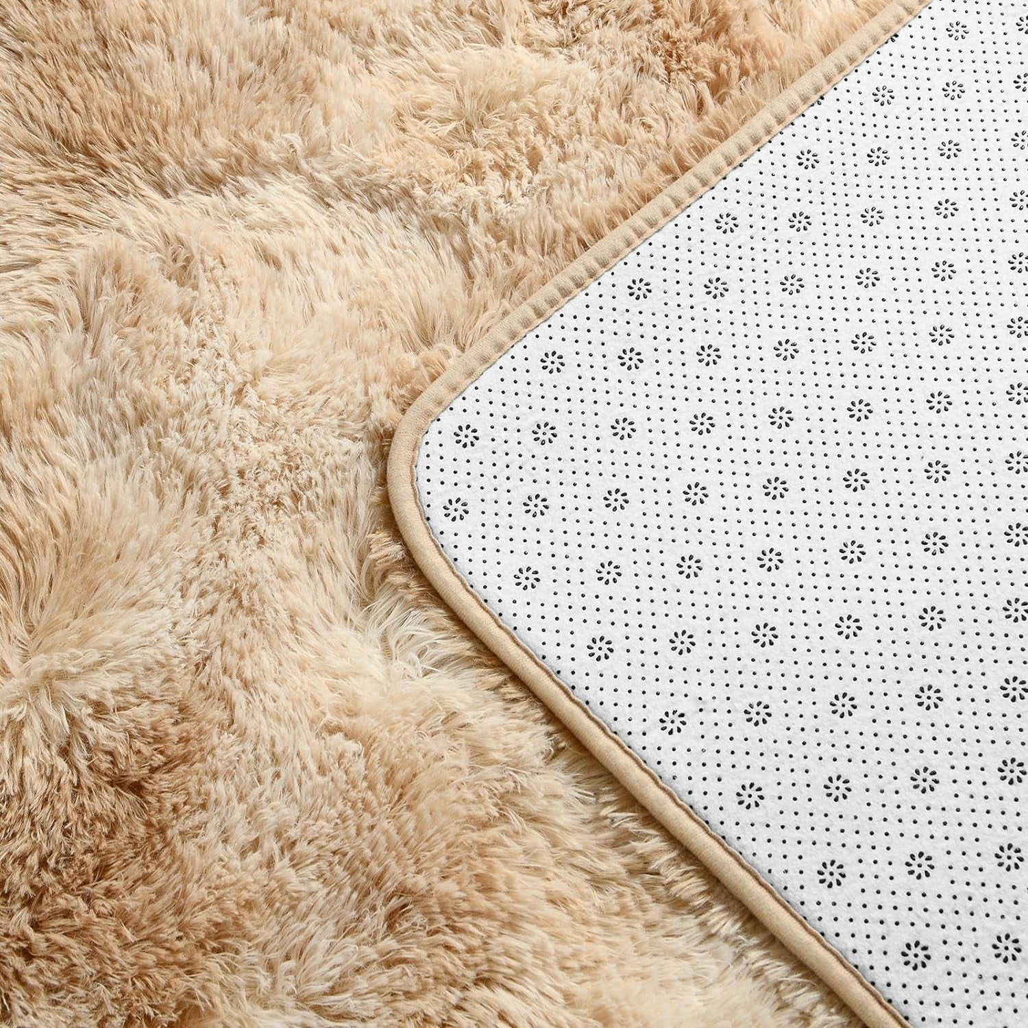 Noahas Fluffy Area Rug for Living Room Bedroom, 6 x 9 Tie-Dyed Beige Rug Fuzzy Non-Slip Modern Carpet Ultra Soft Faux Fur Rugs for Dorm Kids Room Home Decor