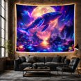 thumbnail image 6 of Whale in Cosmic Nebula Scene, Dreamy Surreal Style for Space Lovers, Fantasy Ocean Decor, Housewarming Gift, Tapestry Wall Hanging for Living Room, Bedroom and Dorm, 6 of 7