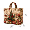 thumbnail image 3 of Women Christmas Printed Quilted Handbag Large Capacity Tote Bag with Winter Village and Christmas Tree Motifs for Daily Shopping and Travel, 3 of 5