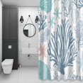 thumbnail image 4 of Summer Ocean Life Bathroom Shower Curtain, Marine Coral Starfish Line Waterproof Washable Soft Bath Curtain for Bathtub Decor with 12 Hooks&Grommet, 72x72 Inch, 4 of 9