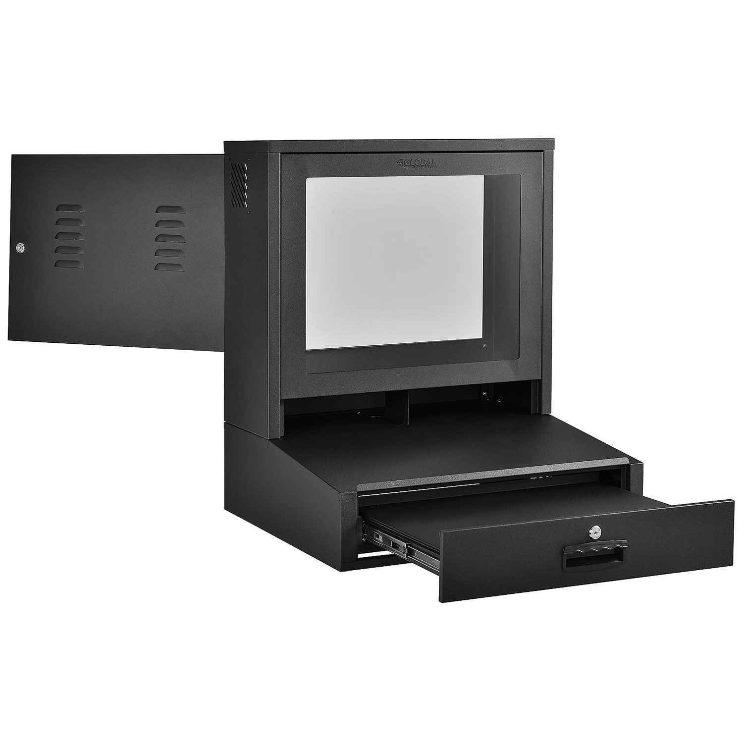 LCD Counter Top Security Computer Black, 241/2"W x 221/2"D x