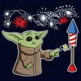 thumbnail image 2 of Men's Star Wars: The Mandalorian Fourth of July Grogu Firecracker Graphic Tee Navy Blue Medium, 2 of 5