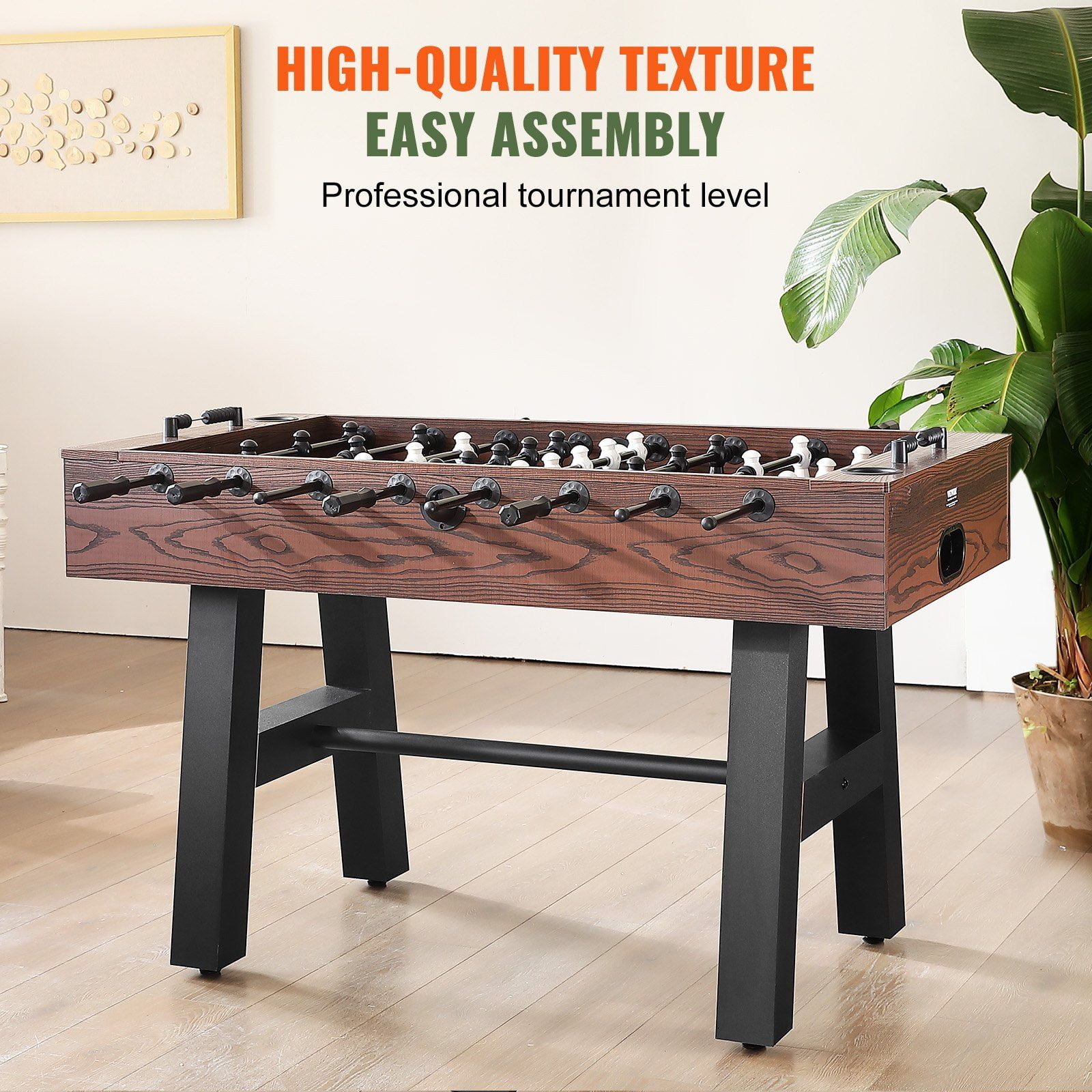 Foosball Table 55 Inch Standard Size, Indoor Soccer Table for Home and Game Room, Full Size Foosball Set with 4 Balls and 2 Cup Holders