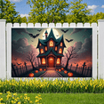 thumbnail image 4 of Haunted House Halloween Theme Spooky Decoration Jack-O-Lantern Design Bat Decoration Creepy Background for Halloween Party Kids Event Festive Decoration, 4 of 9