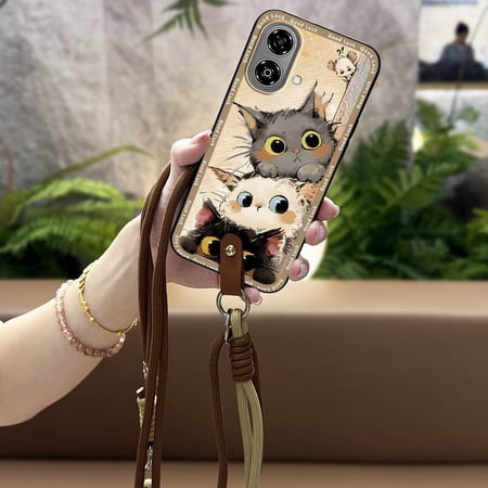 LYM-Phone Case For ZTE Blade A36E, Diagonal Crossbody Dirt-resistant Waterproof Durable Silicone Cartoon protective Shockproof Full wrap Necklace Anti-dust Cute Anti-knock Back Cover TPU