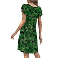 thumbnail image 3 of Mengpipi Womens Dresses Summer Casual Ruffle Sleeve Beach Sundresses with Pockets, Green-Leaves-M(US 8-10), 3 of 6