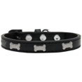thumbnail image 1 of Silver Bone Widget Dog Collar Black Size 20, 1 of 1