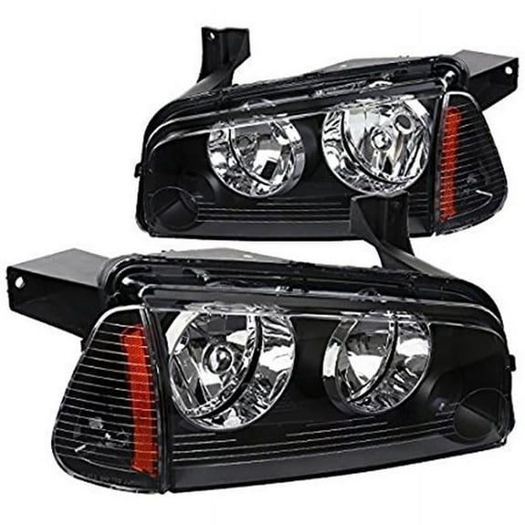 2005-2010 DG Charger Headlights Sets, Black - 2 Piece