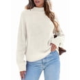 thumbnail image 2 of Women High Neck Oversized Sweaters Batwing Long Sleeve Pullover Loose Chunky Knit Jumper Apricot S, 2 of 8