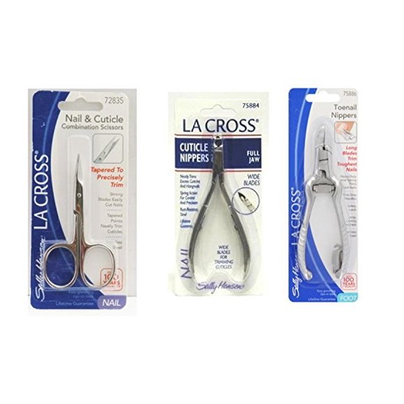 Sally Hansen LA Cross Nail & Cuticle Combination Scissors 72835 + Cuticle Nippers Wide Blade 75884 + Toenail Nippers 75886