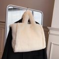 thumbnail image 4 of Bolso de mano esponjoso para mujer, bandolera de felpa, moda Otoño Invierno, piel sintética de lujo, bolso suave para niñas, bolso Hobo grande, 4 of 5