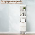thumbnail image 4 of VERDALAY Armario de baño de pie Armario estrecho para almacenamiento Estante de baño para montar en el suelo Organizador de madera con 2 armarios pequeños 3 estantes abiertos Armario lateral, 4 of 10