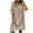 Khaki, variant on Wdfiry T-shirt Dress for Women Solid Color Cotton Linen Lapel Button Long Sleeve Dress Casual Side Slit Dresses with Pocket