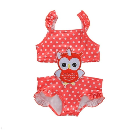 

Puloru Baby Girl s One-Piece Swimsuit Animal Patterned Dot Striped Swimwear