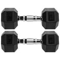 thumbnail image 2 of Fitvids Rubber Encased Hex Dumbbell, 15LB, Pair, 2 of 4