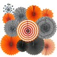 thumbnail image 3 of Decoraciones de fiesta de Halloween, abanico de papel colgante, pompones de papel tisú, borlas para Baby Shower, decoración del hogar, naranja y negro, 3 of 4