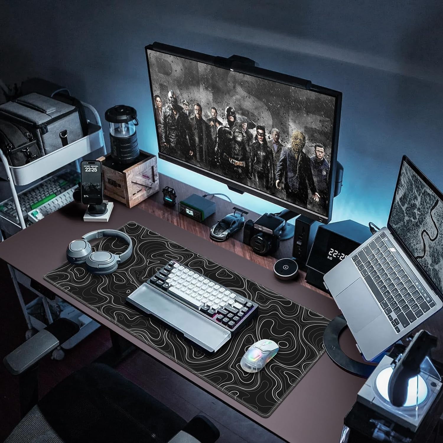 Gaming Mouse Pad, Topographic Contour Mouse Pad 31.5x15.7inch Large Extended Computer Mouse Mat Keyboard Full Desk Mousepad for Gaming, Office, Home