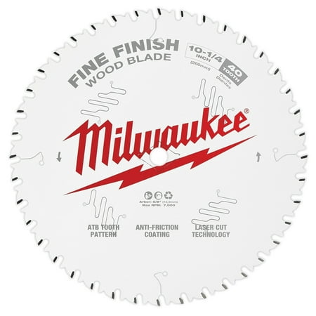 

Pack of 1 Milwaukee 48-40-1040 10-1/4 In. 40T Fine Finish Circular Saw Blade