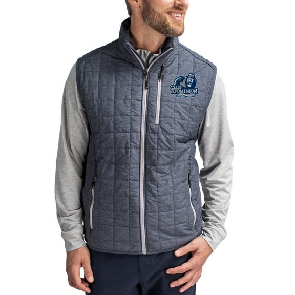 Men's-Cutter & Buck  Anthracite Old Dominion Monarchs Rainier Eco Insulated PrimaLoft Full-Zip Puffer Vest