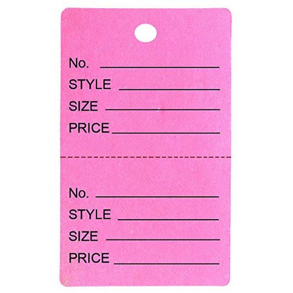 100 Qty Unstrung Pink Price Tags w/Perforated Stub