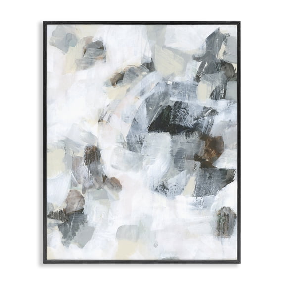 Stupell Industries Contemporary Soft Grey Composition Black Framed Giclee Art, 11 x 14, by Grace Popp