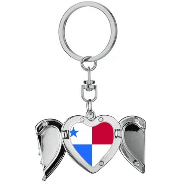 Panama bandera nacional país símbolo Mark patron de América del Norte Llavero de alas de ángel en forma de corazón