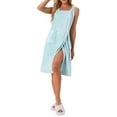 thumbnail image 2 of INSPIRE CHIC Women's Shower Wrap Bath Towel Robe Strap Wearable Button Sleeveless Dress with Snaps Pockets Spa S Light Blue, 2 of 6