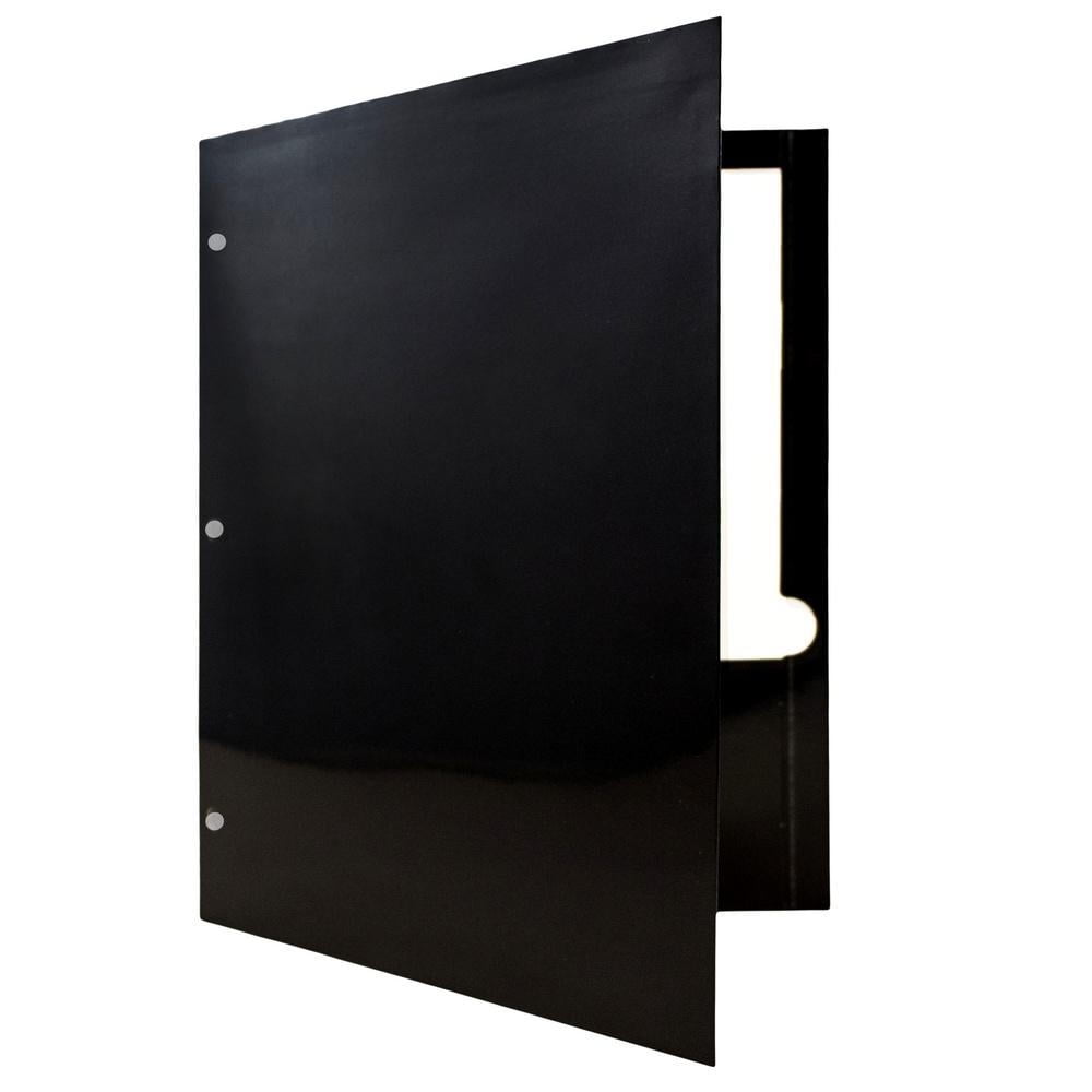 JAM Paper Glossy 3 Hole Punch Folders, Black, 50/Pack
