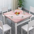 thumbnail image 3 of Pink Gold Marble Pattern Square Fitted Tablecloth with Elastic Edge,Square Table Cover,Washable Elastic Table Cover for Home Kitchen Party Decor 34"x34", 3 of 6