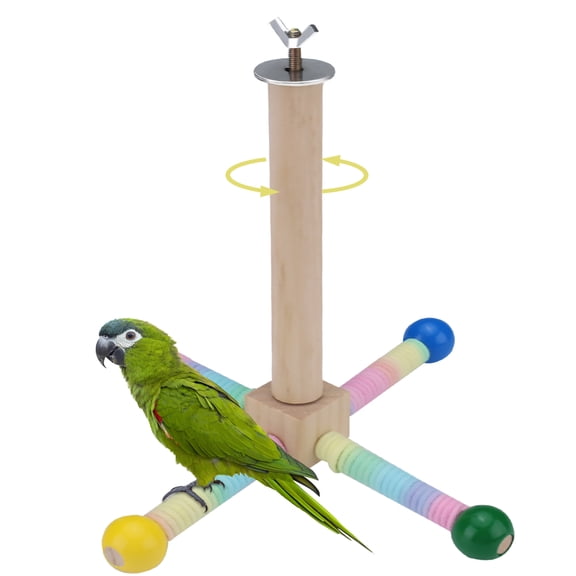 Wooden Rotating Bird Perches for Cage with Chew Ball, Spinning Bird Cage Accessories for Parakeets Wheel Stand Small Medium Parrot Cockatiel Budgie Climbing Swing Training Exercise